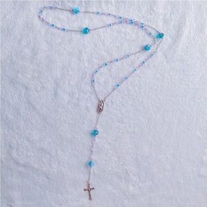 HP X1 🔥 Beautifully Handcrafted Blue Beaded Rosary - Baby Blue‎ + Light Pink